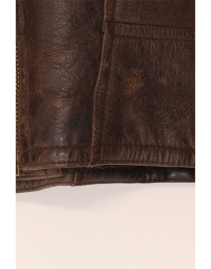 Giacca in pelle Sherpa vintage da uomo UK 40 grande marrone