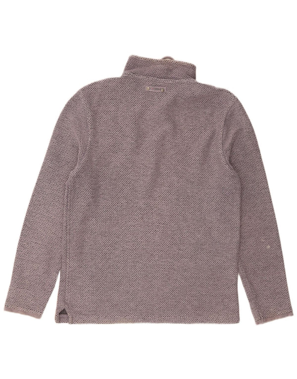 Felpa da uomo con collo con zip Weird Fish, maglione in cotone chiazzato grigio medio