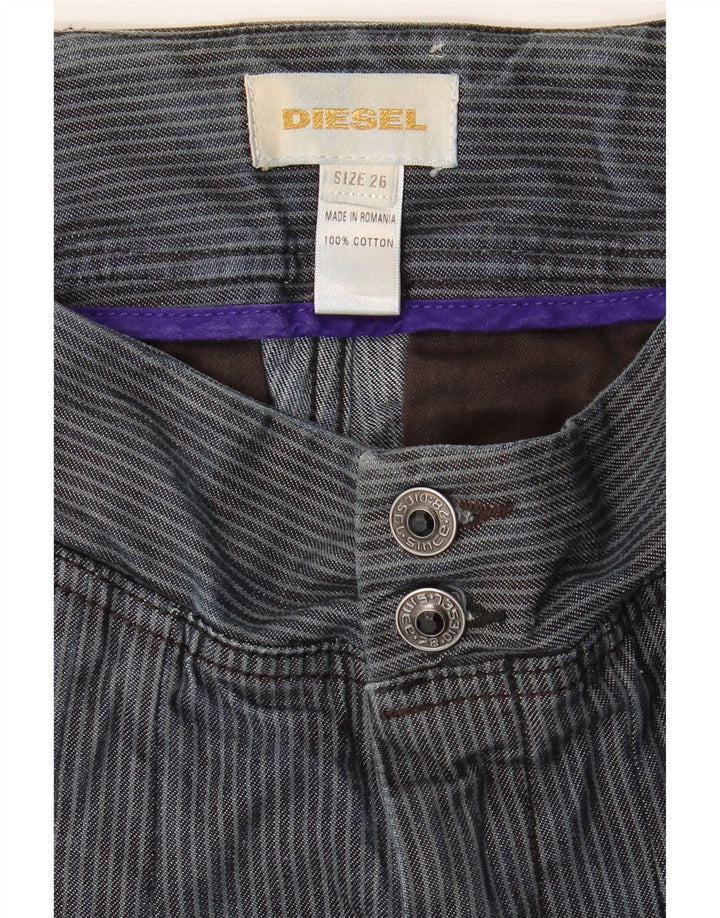 Pantaloni caldi da donna Diesel W26 piccoli in cotone a righe blu
