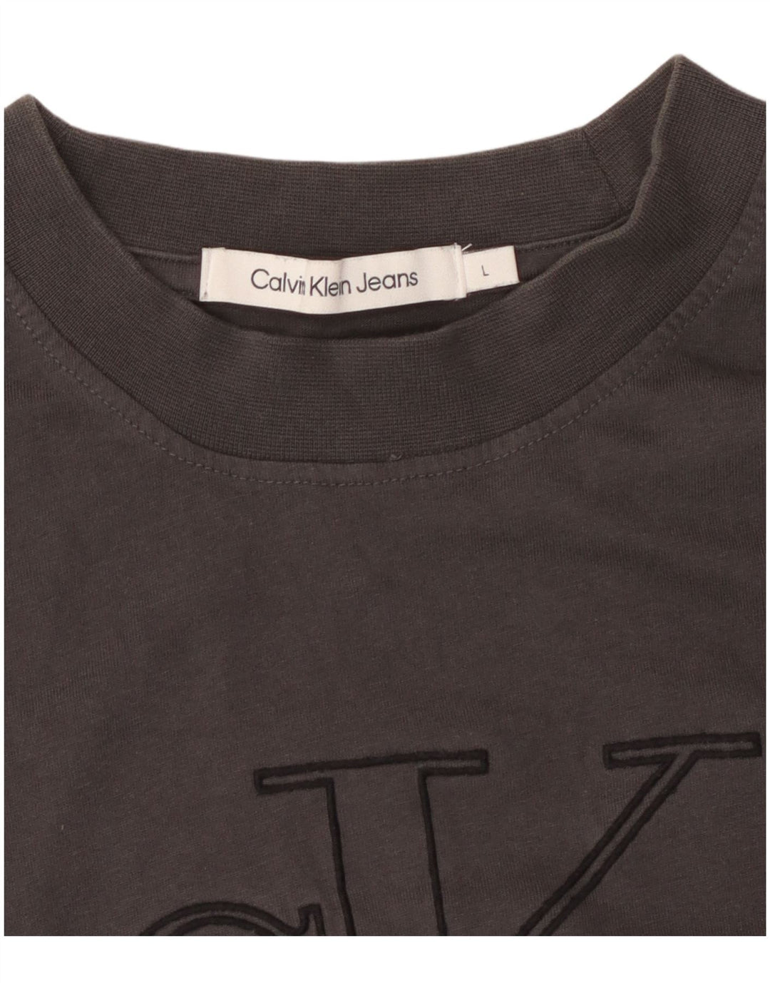 CALVIN KLEIN JEANS T-shirt grafica da donna Top UK 14 Large Grigio