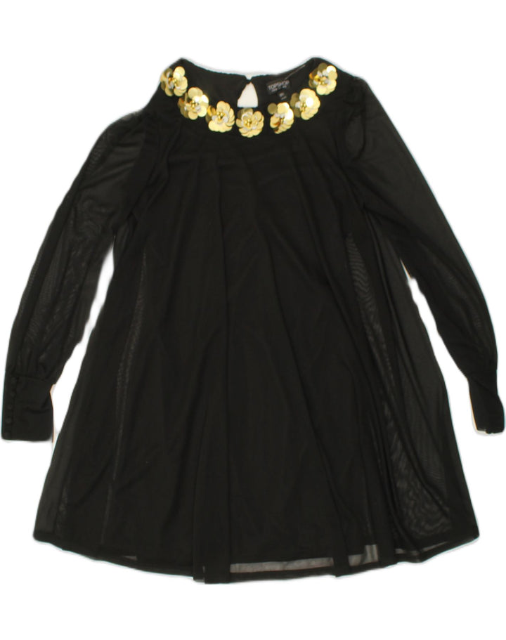 TOPSHOP Womens Tunic Top UK 8 Small Black Polyester | Vintage Topshop | Thrift | Second-Hand Topshop | Used Clothing | Messina Hembry 