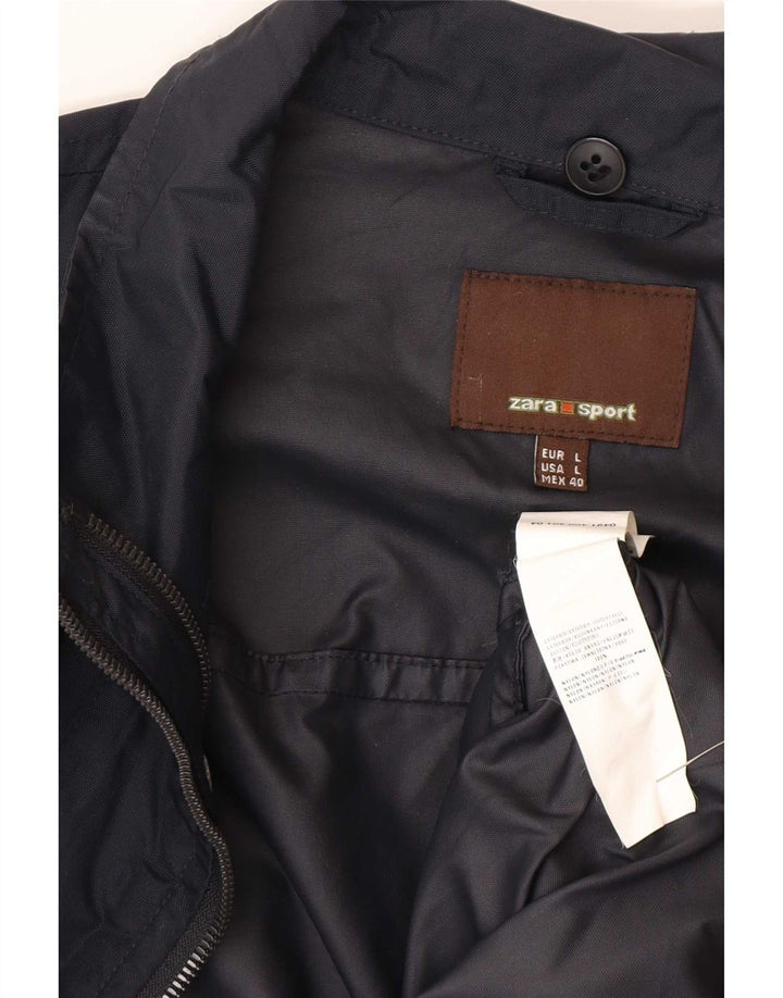 Giacca utility da uomo Zara UK 40 Large in nylon blu navy