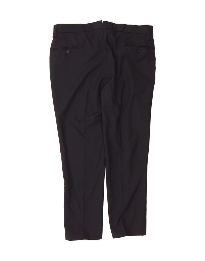 MASSIMO DUTTI Mens Slim Suit Trousers EU 42 Large W32 L27 Navy Blue Vintage Massimo Dutti and Second-Hand Massimo Dutti from Messina Hembry 