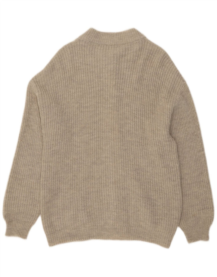 Maglione cardigan da uomo vintage in acrilico grigio medio