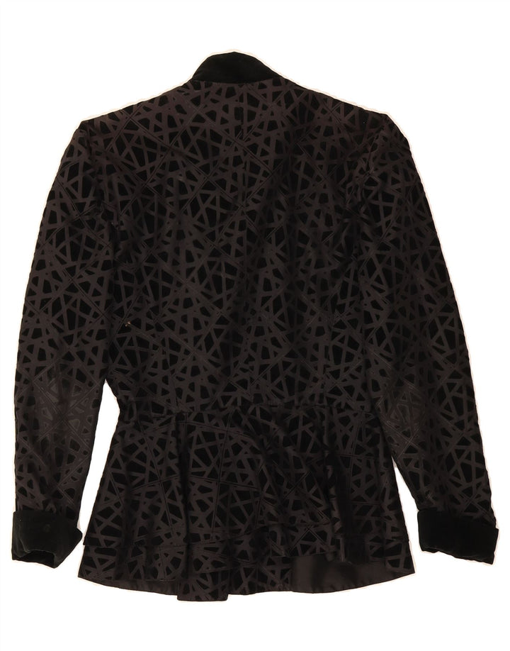 VINTAGE Womens Abstract Pattern Blazer Jacket EU 38 Medium Black Vintage Vintage and Second-Hand Vintage from Messina Hembry 