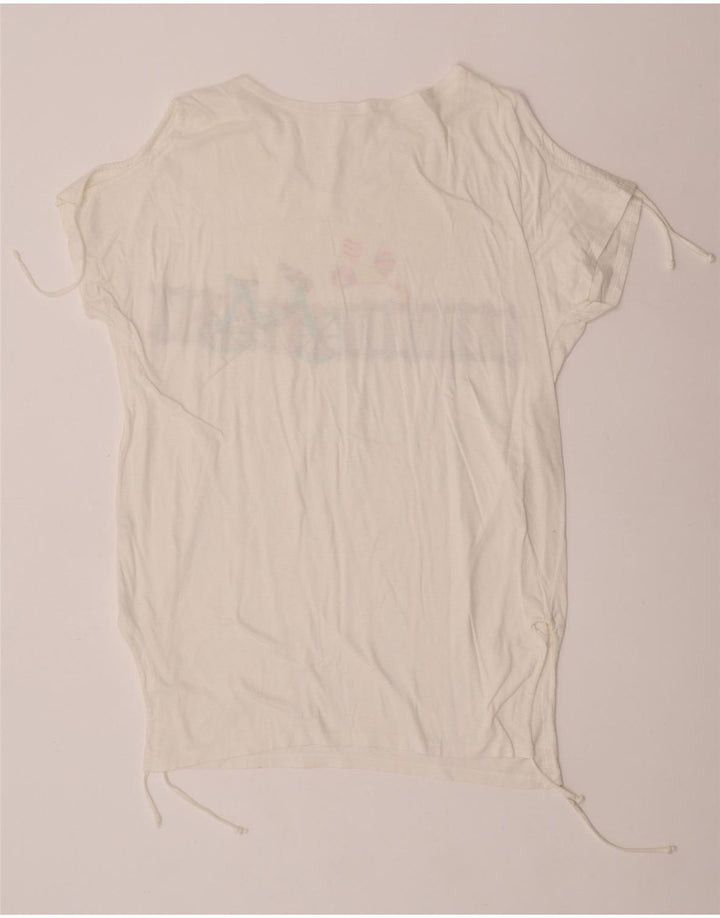 T-shirt grafica da donna vintage Top IT 44 cotone bianco medio
