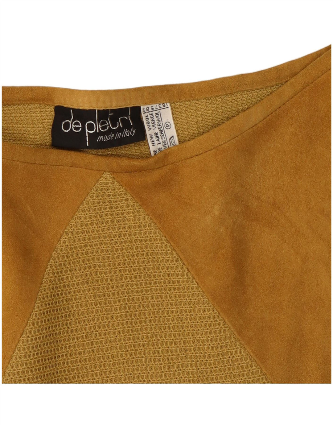 De Pletrl Maglione da uomo con scollo a barca in pelle scamosciata, beige medio, a rombi/diamante
