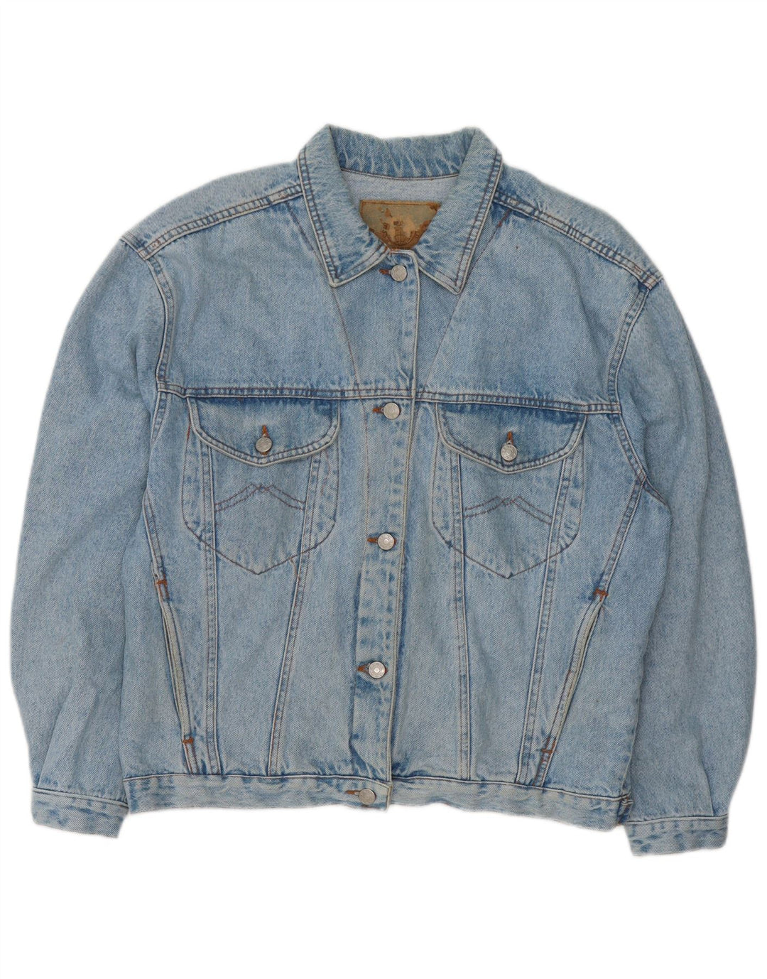 Giacca di jeans oversize da donna VINTAGE UK 16 grande cotone blu