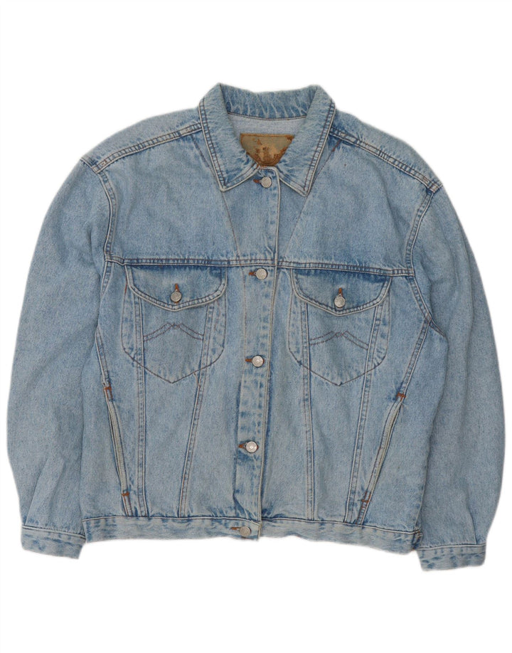 Giacca di jeans oversize da donna VINTAGE UK 16 grande cotone blu