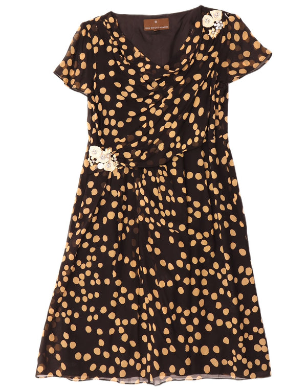 Abito a trapezio da donna Fenn Wright Manson UK 14 Grande seta maculata nera