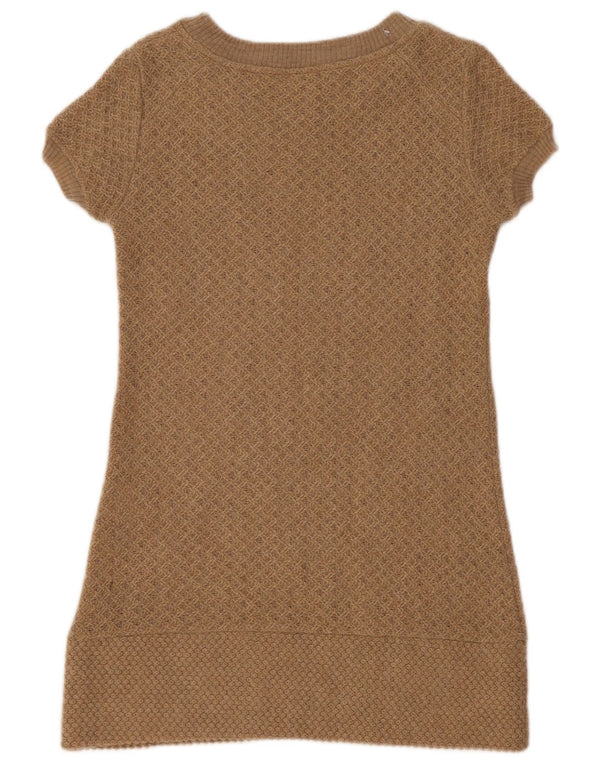 Abito maglione a maniche corte da donna Marella UK 10 piccolo acrilico beige