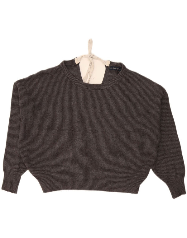 Maglione corto con scollo a barca oversize da donna Zara UK 10 piccolo grigio