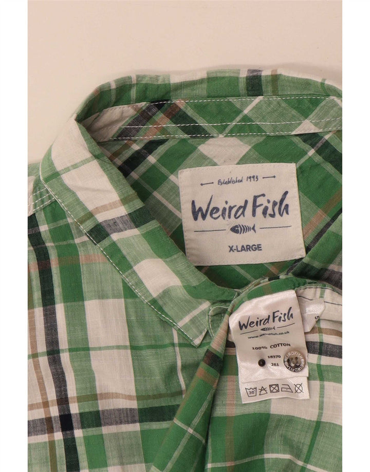 Camicia a maniche corte da uomo Weird Fish XL in cotone a quadri verdi
