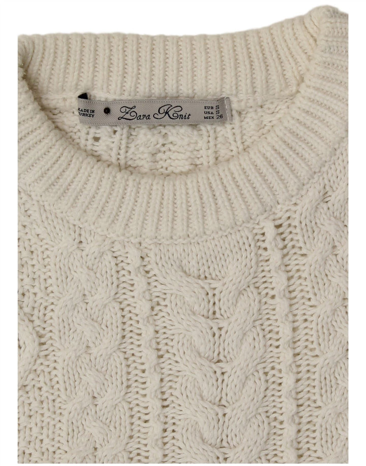 Maglione maglione con scollo a barca da donna Zara UK 10 piccolo bianco