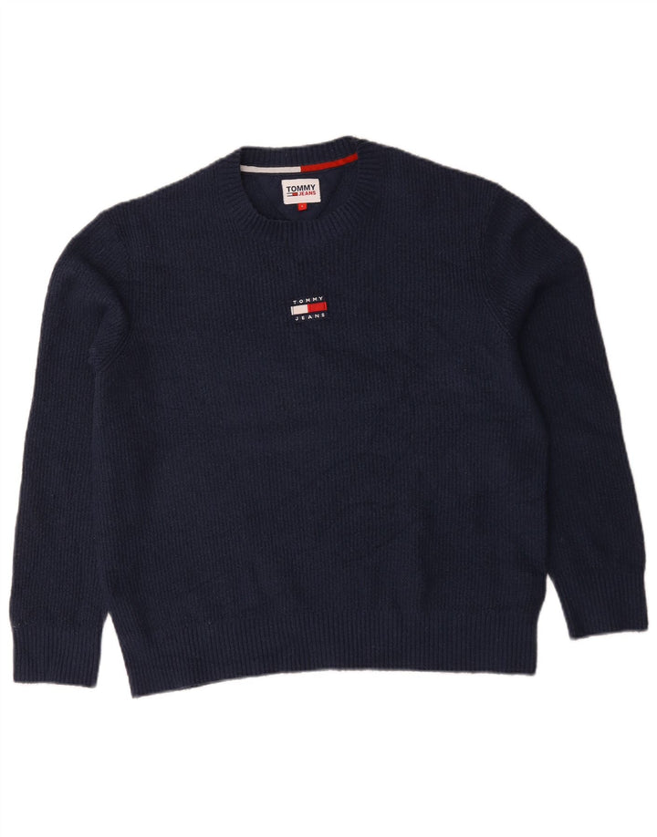 Maglione maglione girocollo da uomo Tommy Hilfiger grande poliestere blu navy