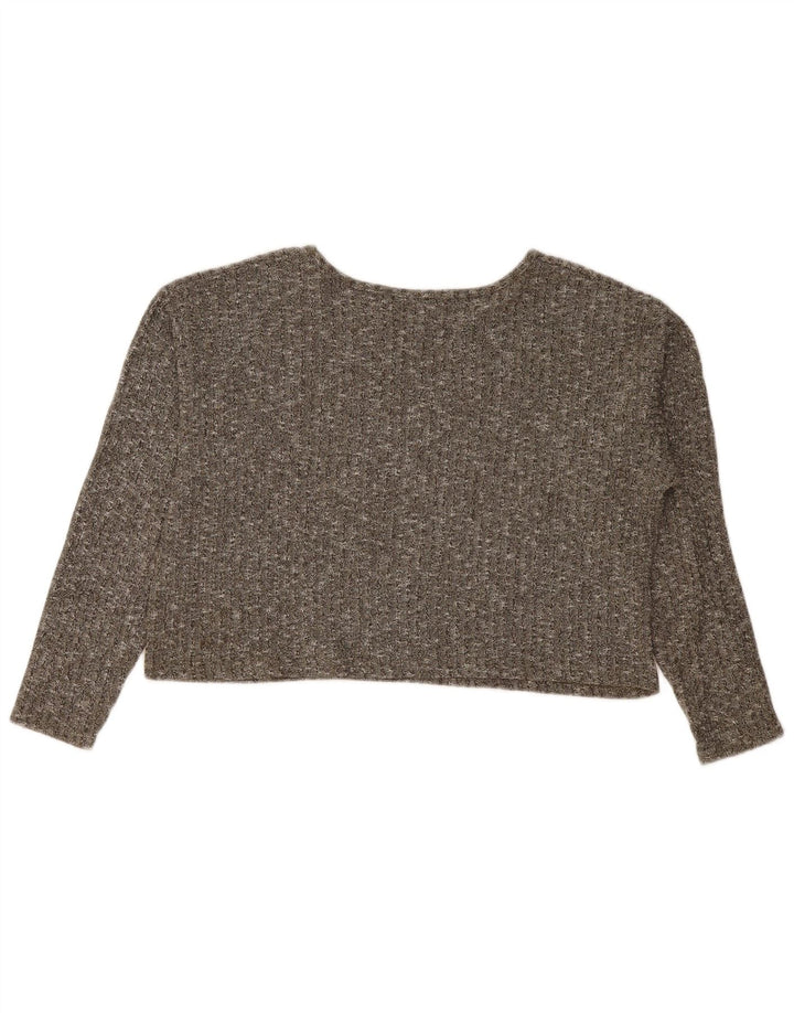 Maglione maglione oversize da donna con scollo a barca Topshop UK 8 piccolo kaki chiazzato