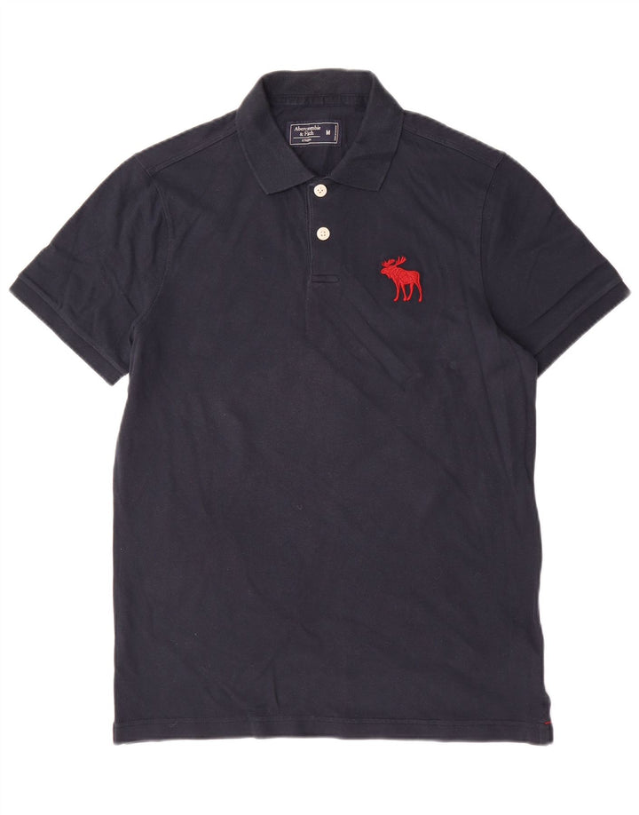 Polo da uomo Abercrombie & Fitch in cotone blu navy medio