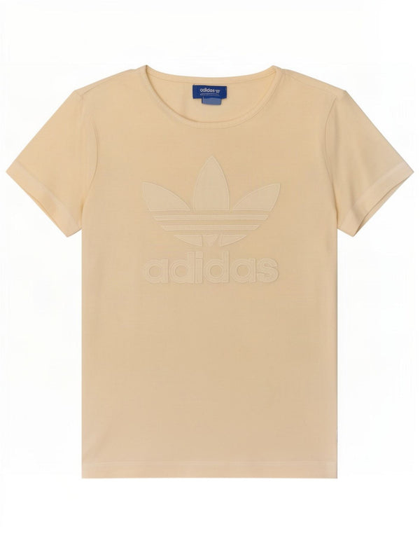 T-shirt grafica da donna Adidas Top UK 12 cotone bianco sporco medio