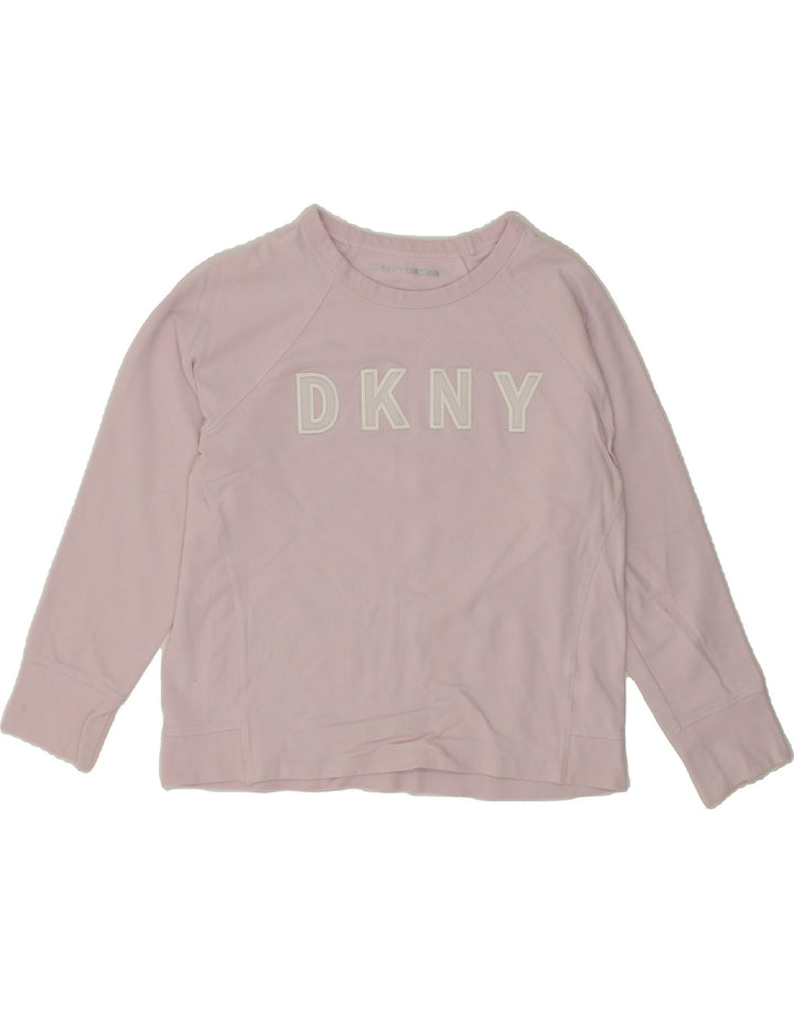 DKNY Womens Graphic Top Long Sleeve UK 14 Medium Pink Cotton Vintage Dkny and Second-Hand Dkny from Messina Hembry 