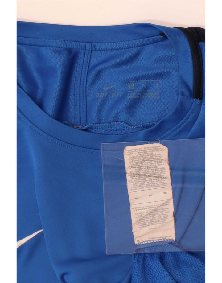 T-shirt Nike da uomo Dri Fit Top XL blu poliestere color block