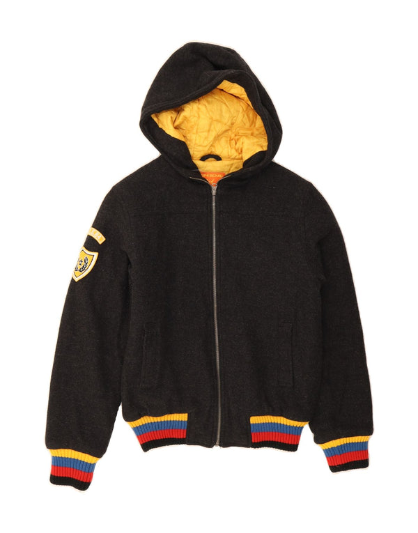 FISHBONE Mens Zip Hoodie Sweater Small Grey Wool