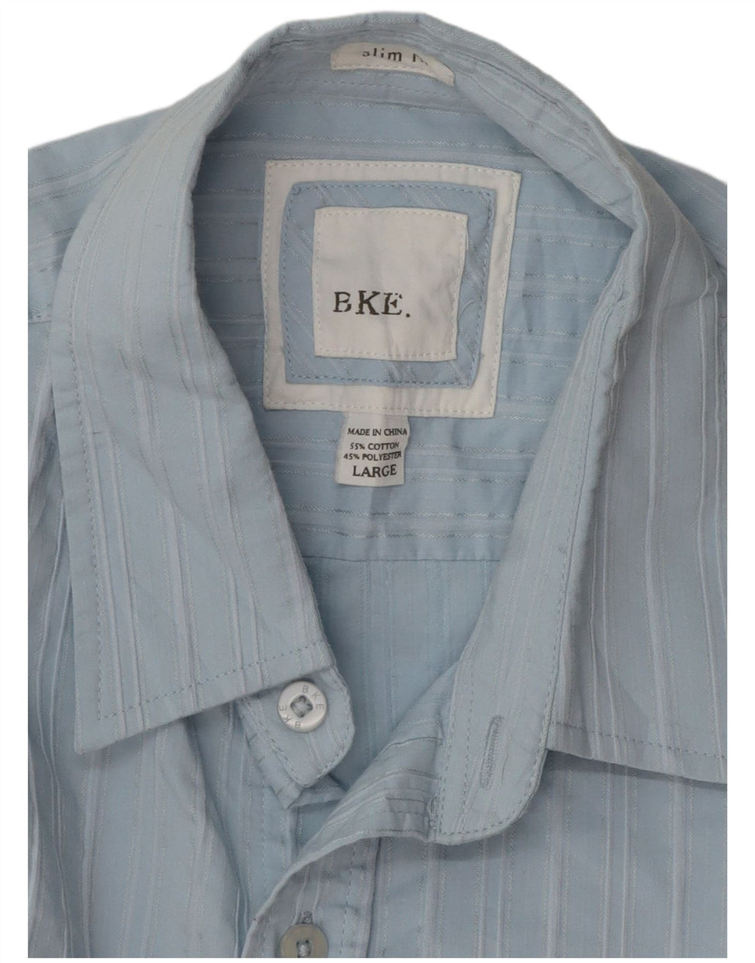 Camicia da uomo slim fit BKE in cotone a righe grandi blu