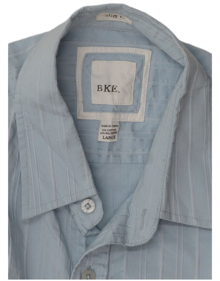 Camicia da uomo slim fit BKE in cotone a righe grandi blu