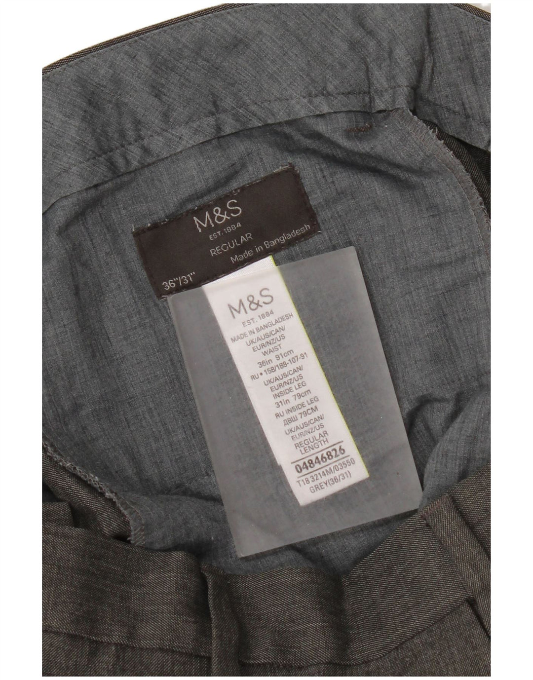 Pantaloni da abito dritti da uomo Marks & Spencer W36 L31 poliestere grigio