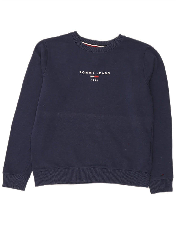 Felpa grafica da donna Tommy Hilfiger Maglione UK 14 Medio Blu Navy