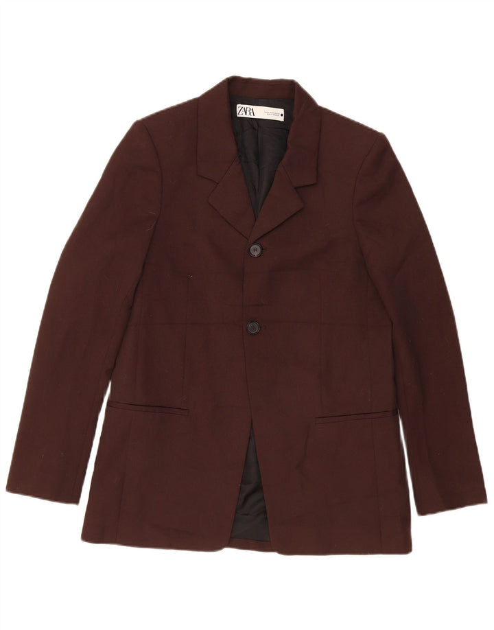 Giacca blazer da uomo a 2 bottoni Zara UK 34 XS poliestere marrone