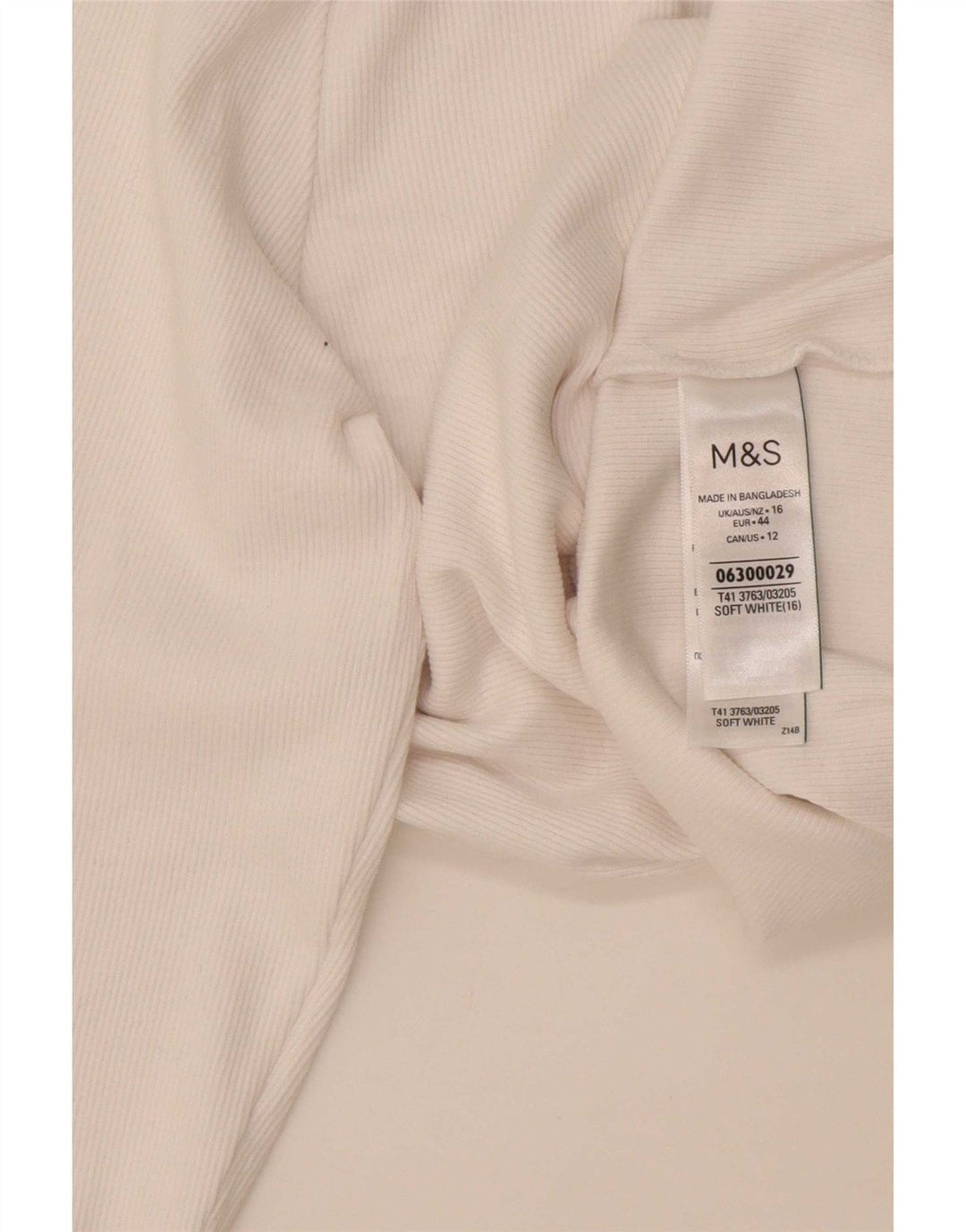 Marks & Spencer Top da donna a maniche lunghe UK 16 Large in cotone bianco