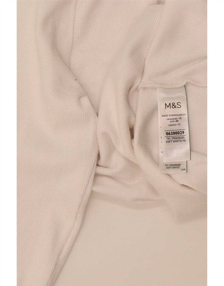Marks & Spencer Top da donna a maniche lunghe UK 16 Large in cotone bianco