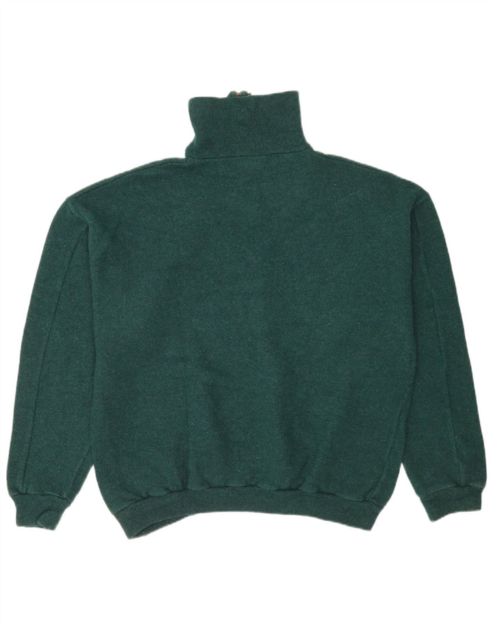 Maglione vintage da uomo con collo con zip grafico grande verde