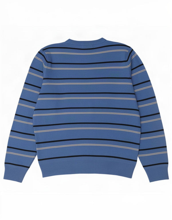 Maglione da uomo Marks & Spencer con scollo a V blu Harbour a righe medie