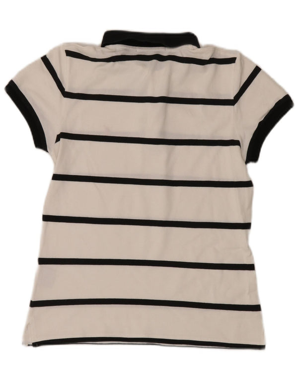 Polo da rugby da donna RALPH LAUREN UK 12 cotone a righe bianche medie