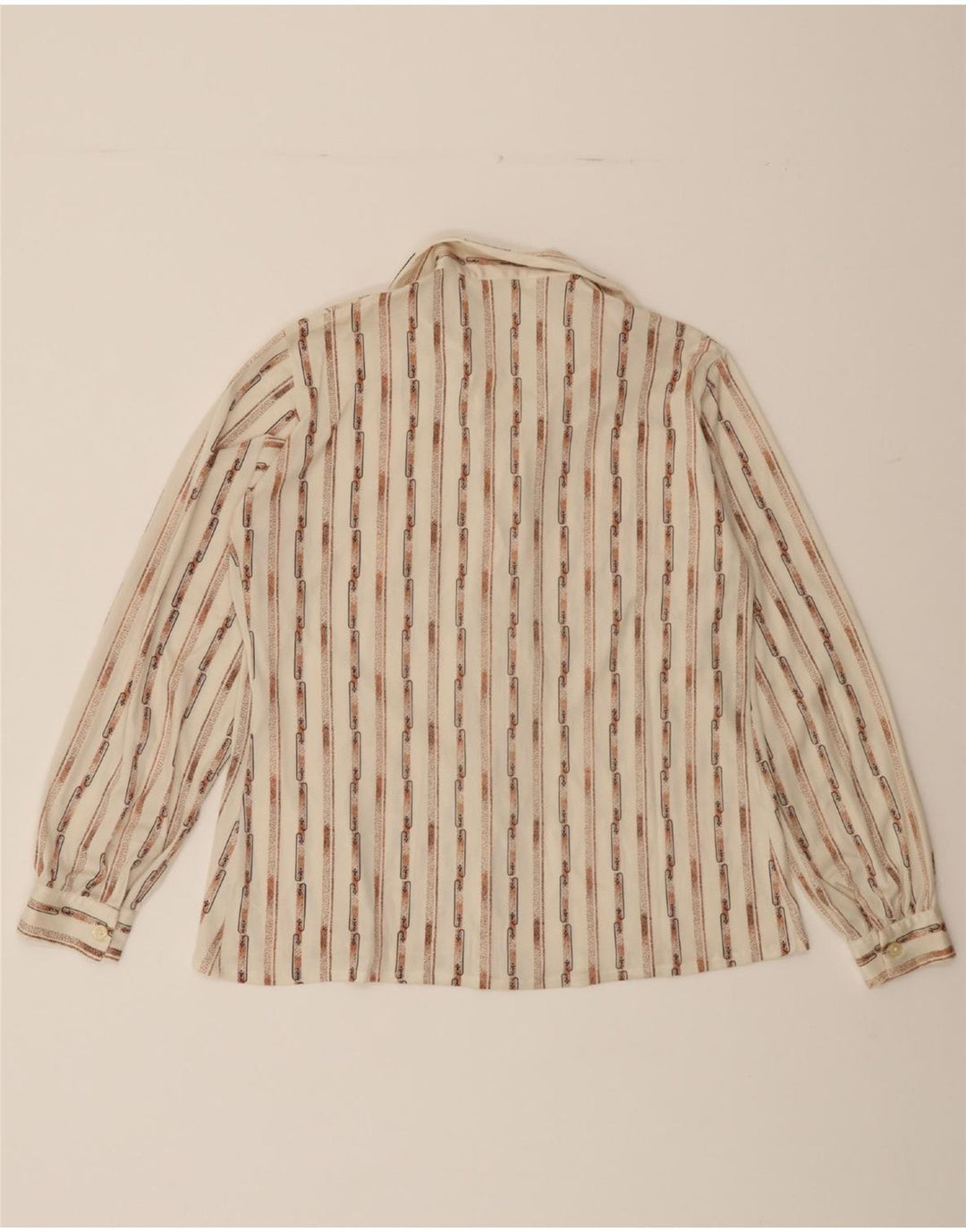VINTAGE Womens Shirt UK 14 Large White Striped Vintage Vintage and Second-Hand Vintage from Messina Hembry 