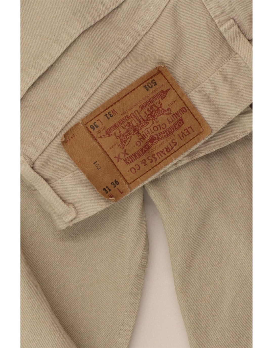Levi's Uomo 501 Pantaloni Casual Dritti W31 L30 Beige