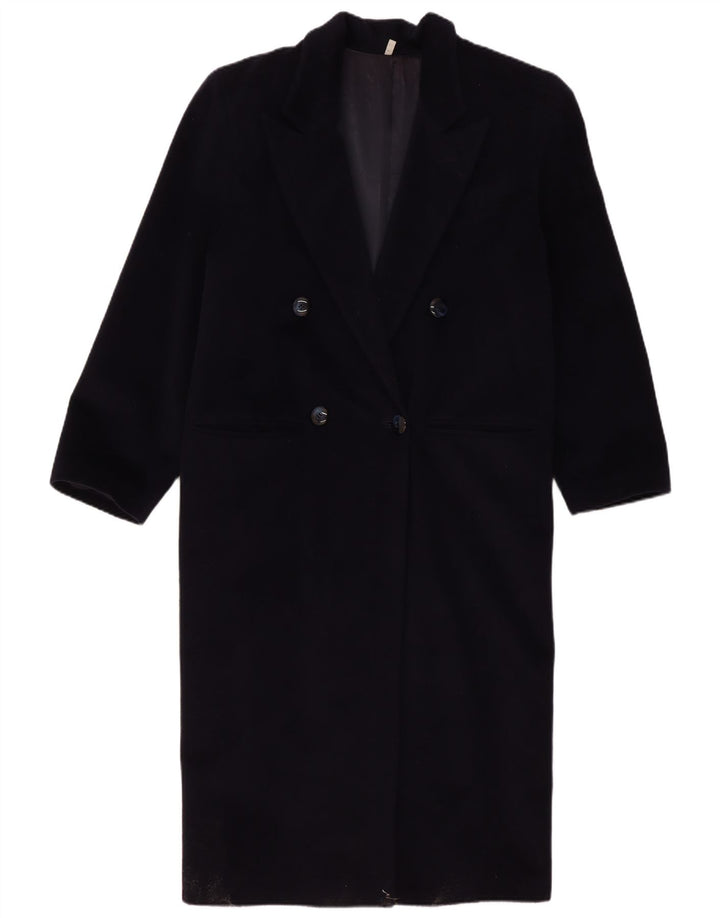 Cappotto doppiopetto vintage da donna EU 40 blu navy medio