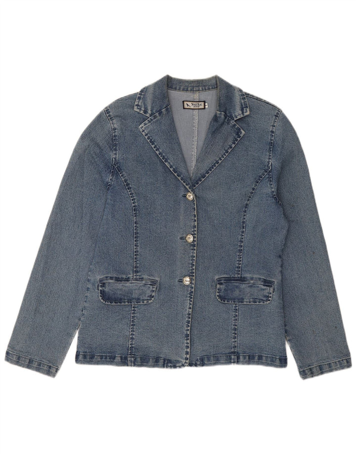Giacca di jeans da donna VINTAGE UK 14 grande cotone blu classico