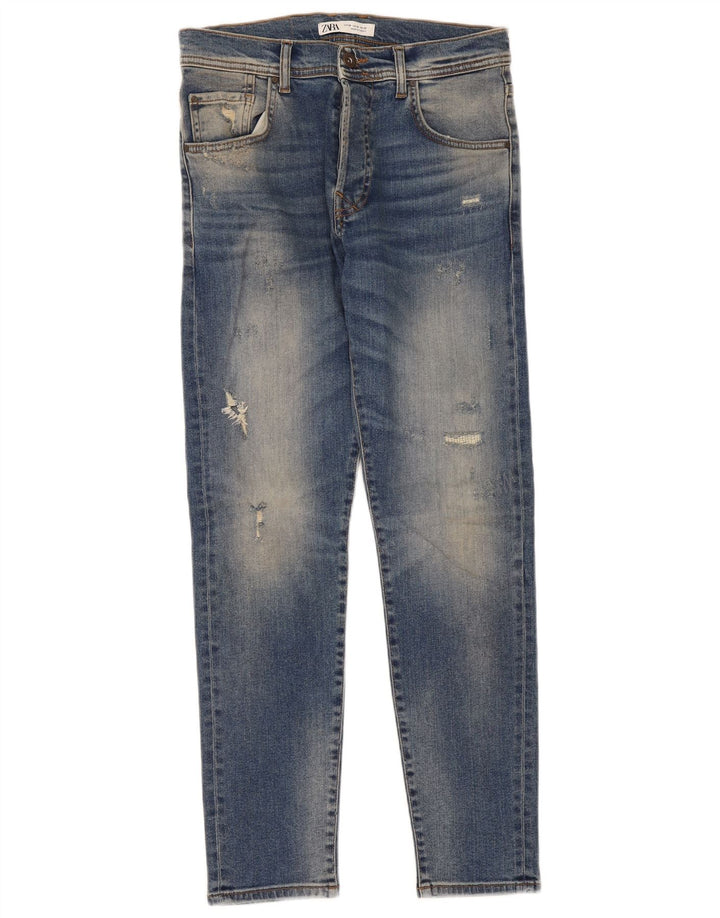 Jeans slim invecchiati da uomo Zara EU 38 piccoli W30 L30 blu