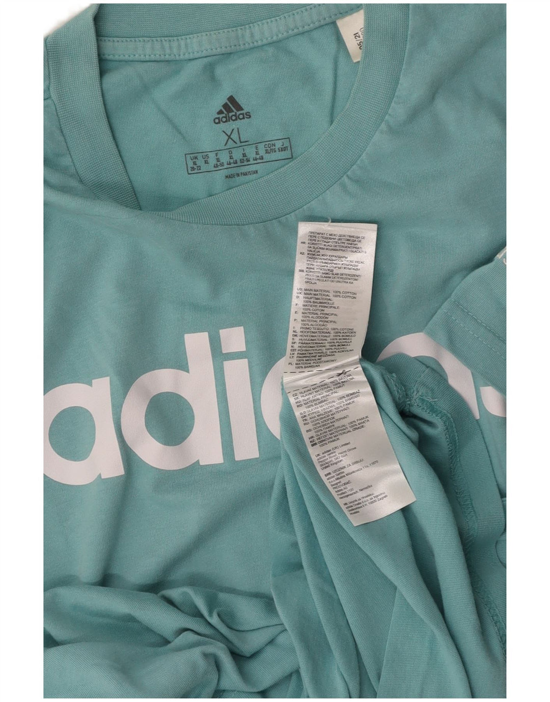 T-shirt grafica da donna ADIDAS Top UK 20/22 XL cotone blu