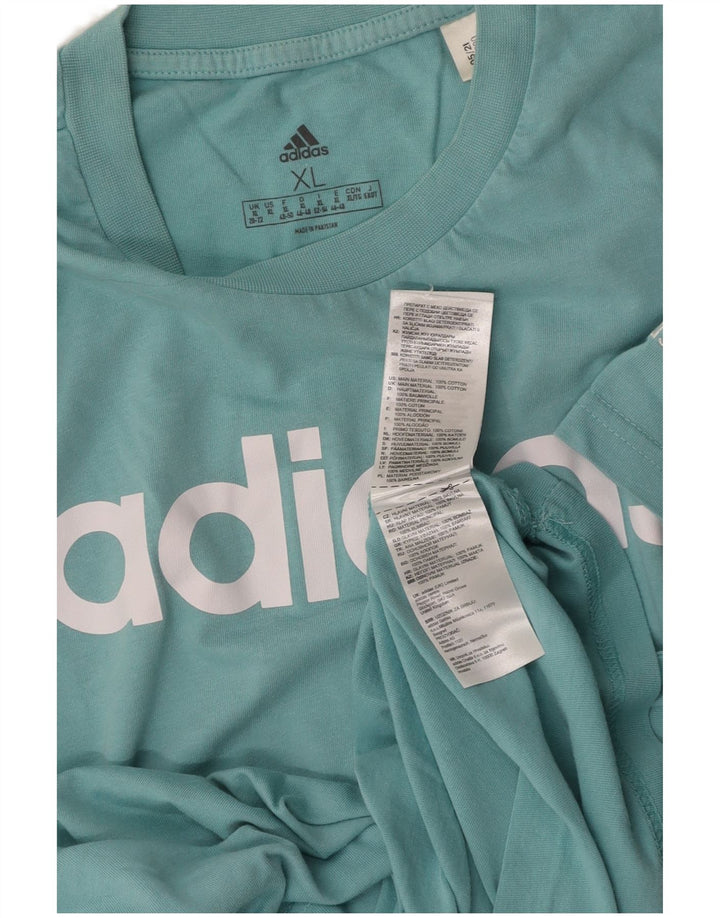 T-shirt grafica da donna ADIDAS Top UK 20/22 XL cotone blu