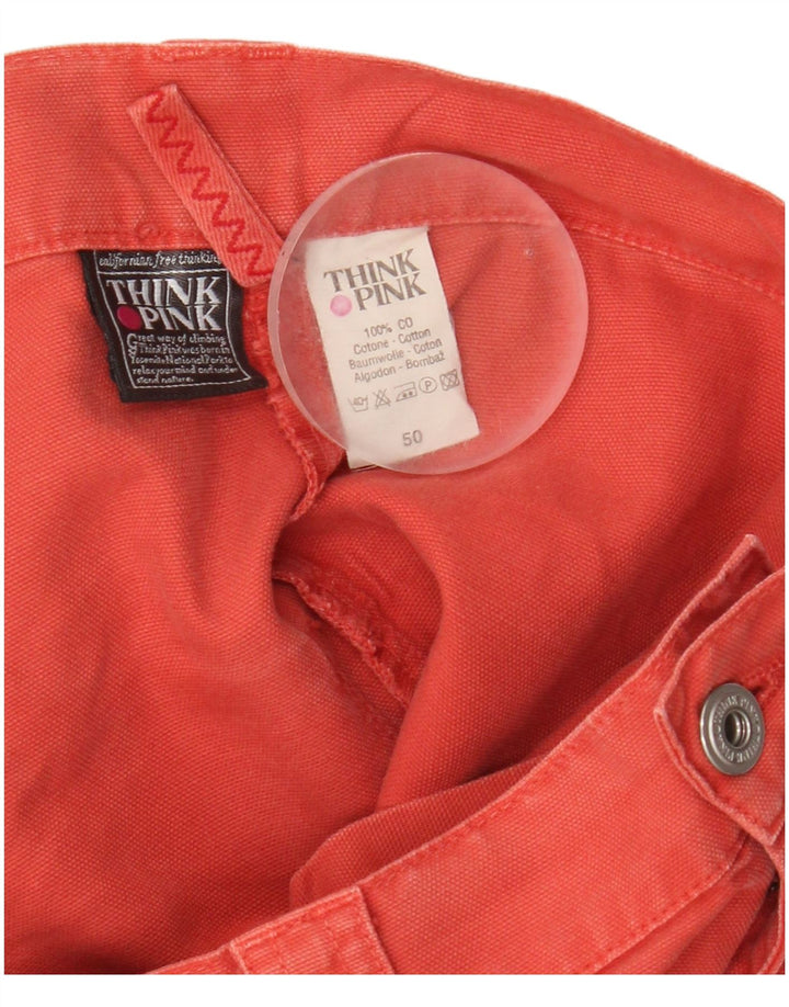 THINK PINK Mens Bermuda Denim Shorts IT 50 Large W34  Pink Cotton