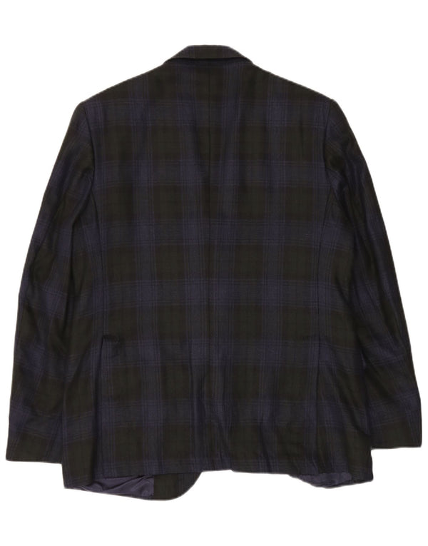 Giacca blazer vintage da uomo a 2 bottoni a quadri blu navy medio