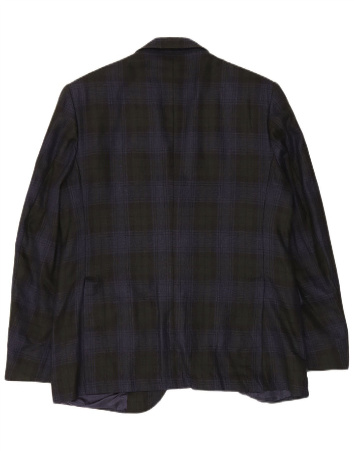 Giacca blazer vintage da uomo a 2 bottoni a quadri blu navy medio