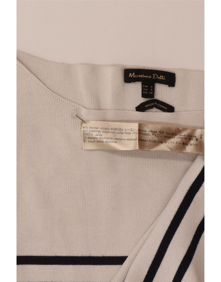 Massimo Dutti Top oversize da donna manica 3/4 UK 10 piccolo a righe bianche