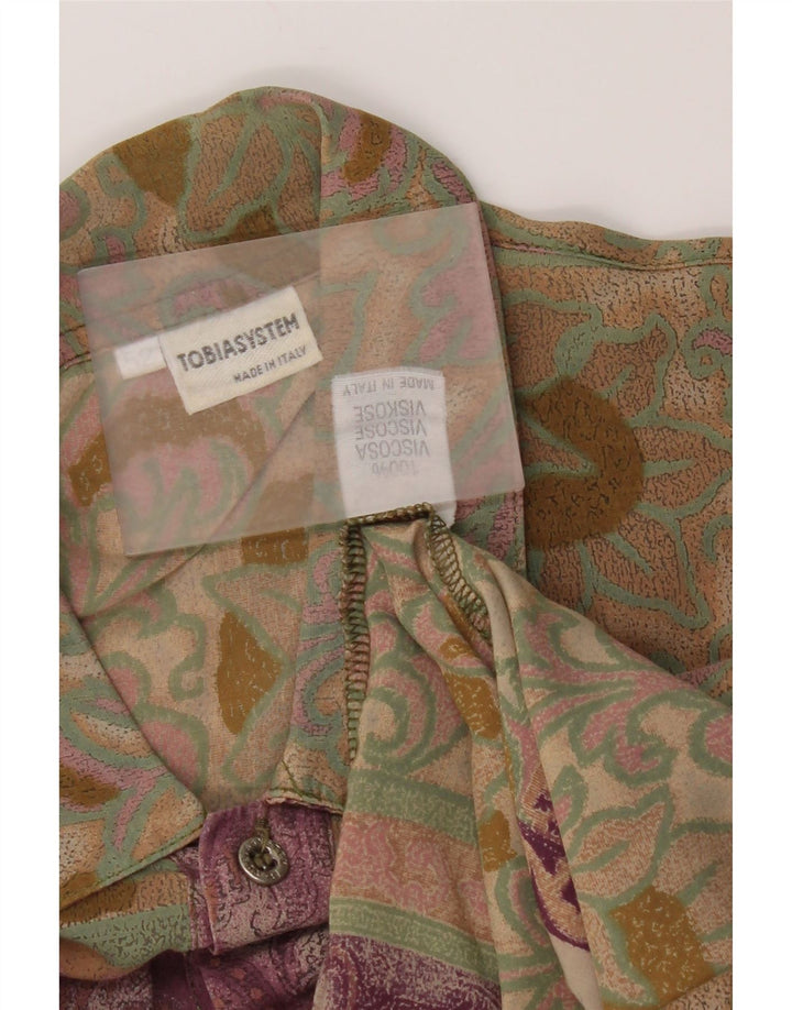 Camicia pullover a maniche corte da uomo vintage IT 52 grande floreale multicolore