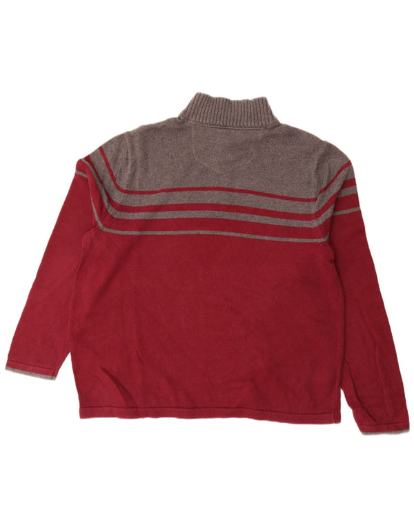 Eddie Bauer Maglione da uomo con zip e collo XL in cotone color block marrone