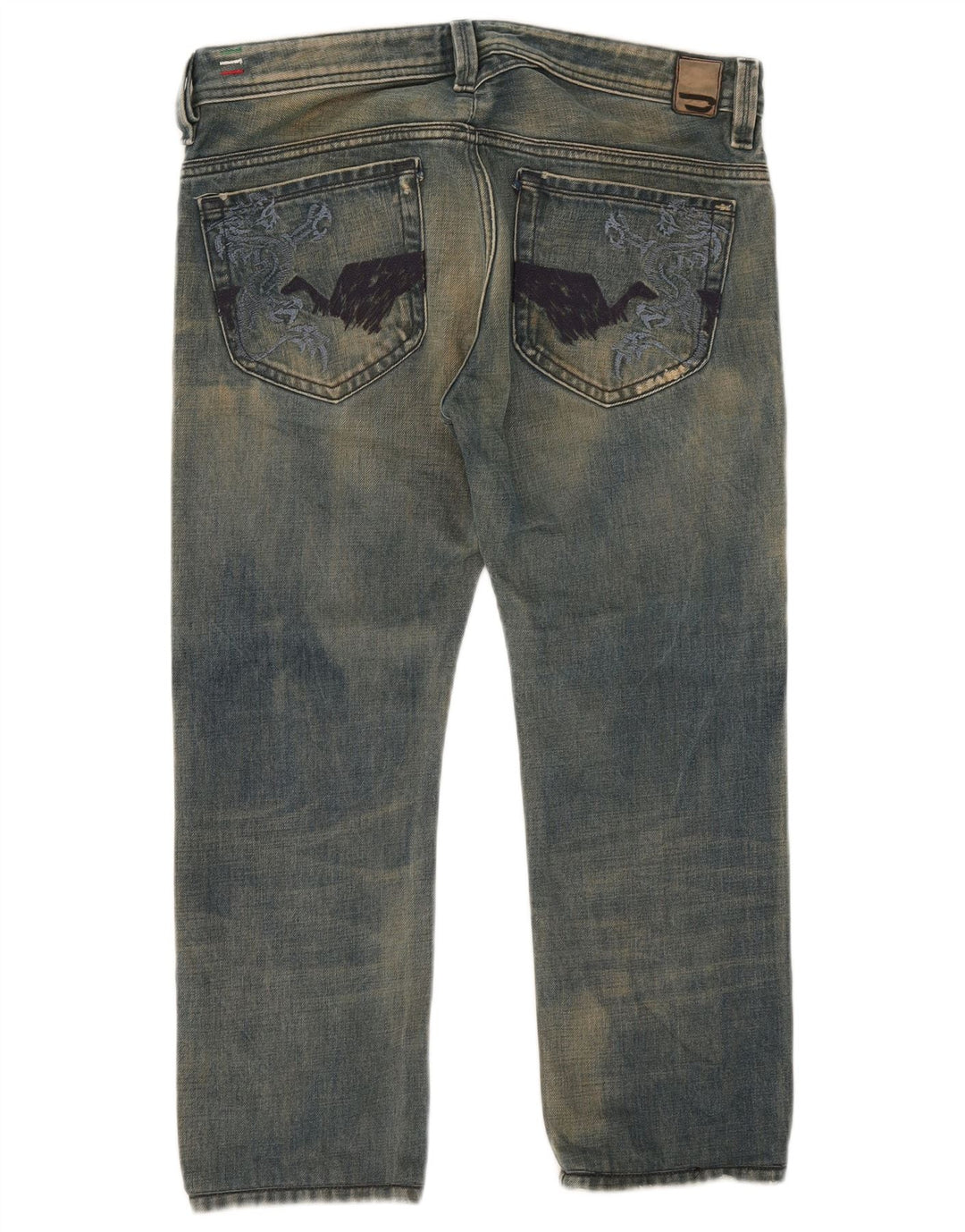 Jeans uomo Diesel Thanaz cropped W32 L24 cotone blu
