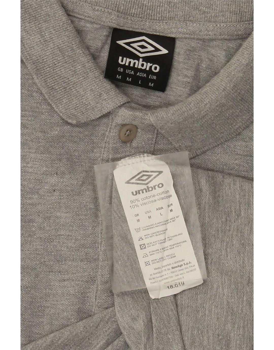Polo da uomo a maniche lunghe UMBRO in cotone grigio medio